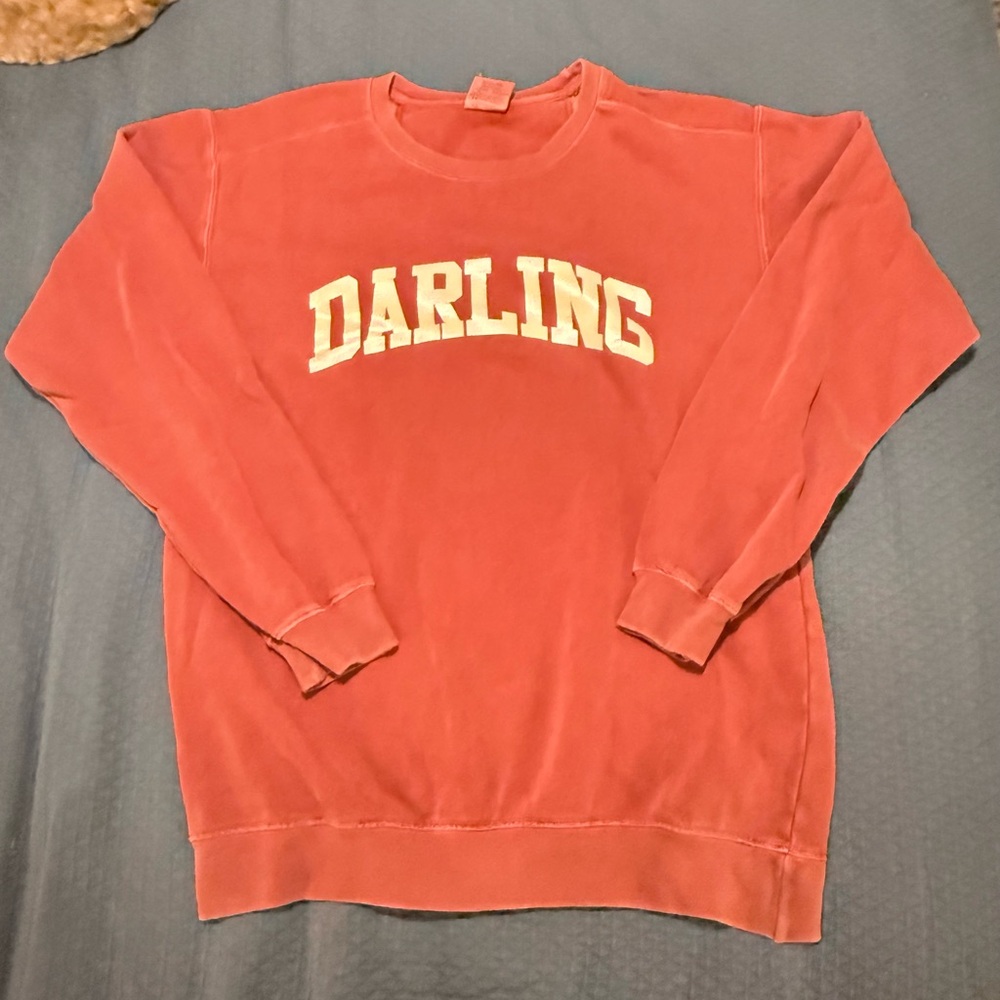 “Darling” coral, comfort colors sweatshirt